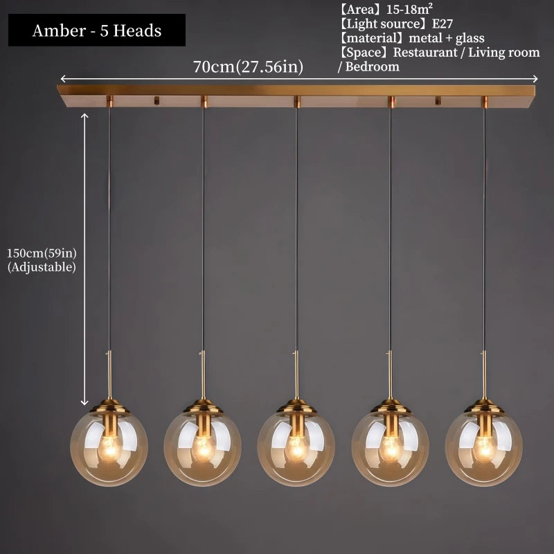 Modern Luxury Glass Pendant Light Nordic LED Hanging Lamp