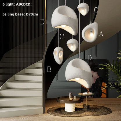 Wabi Sabi Pendant Chandelier for Staircase Lighting