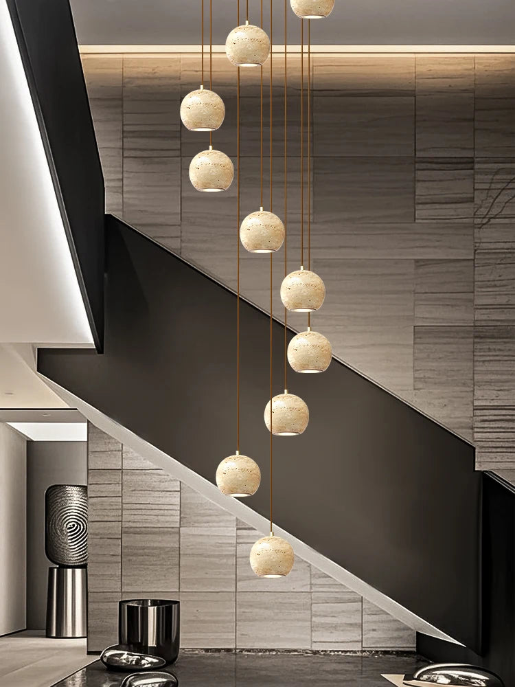 Luxury Stone Pendant Chandelier for Modern Staircases