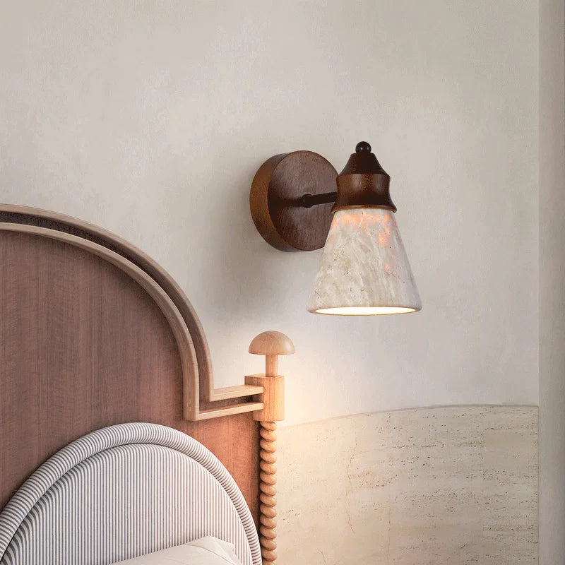 Natural Travertine Stone Wall Sconce for Bedrooms
