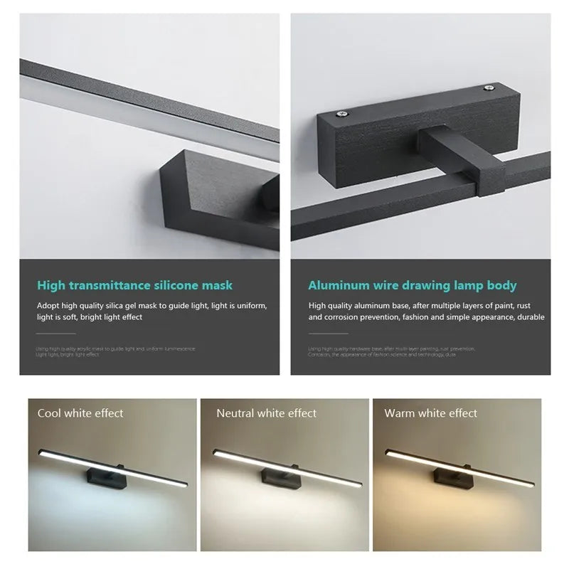 LED Bathroom Mirror Light Waterproof Makeup Wall Lamp