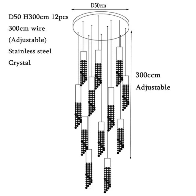 Luxury Crystal Staircase Chandelier for Grand Entrances