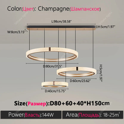 Modern Round Ring Chandelier LED Living Room Bedroom Pendant Light