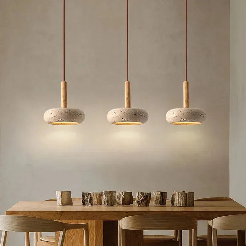 Wabi Sabi Yellow Stone Pendant Light Modern Restaurant Chandelier