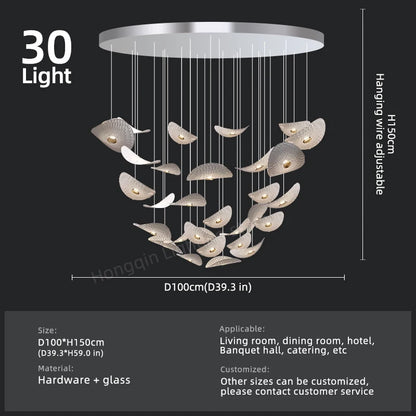 Modern Glass Staircase Chandelier for High Ceilings