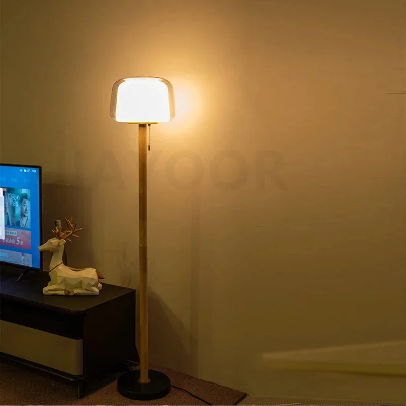 Modern Glass Floor Lamp – Elegant Decorative Lighting for Living Room