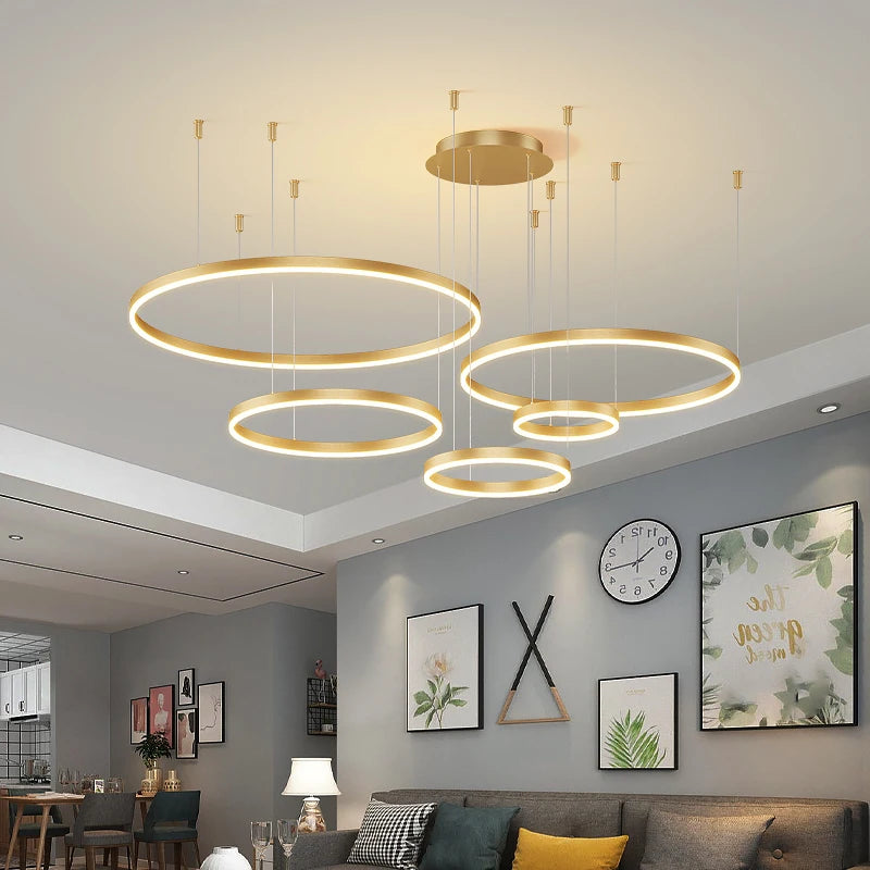 Modern Circular Ring LED Chandelier Living Room Ceiling Light