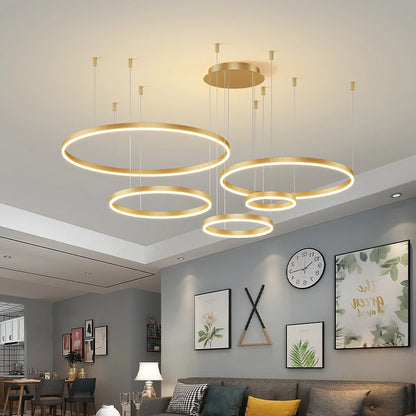 Modern Circular Ring LED Chandelier Living Room Ceiling Light