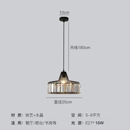 Nordic Crystal Pendant Light Kitchen Island Dining Room Lamp