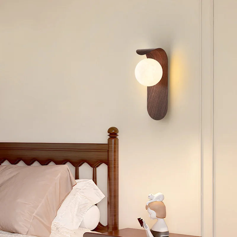 Walnut Wood Grain Wall Lamp for Cozy Interiors