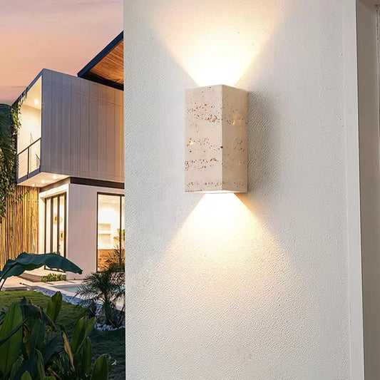 Wabi Sabi Travertine Wall Lamp for Cozy Bedrooms