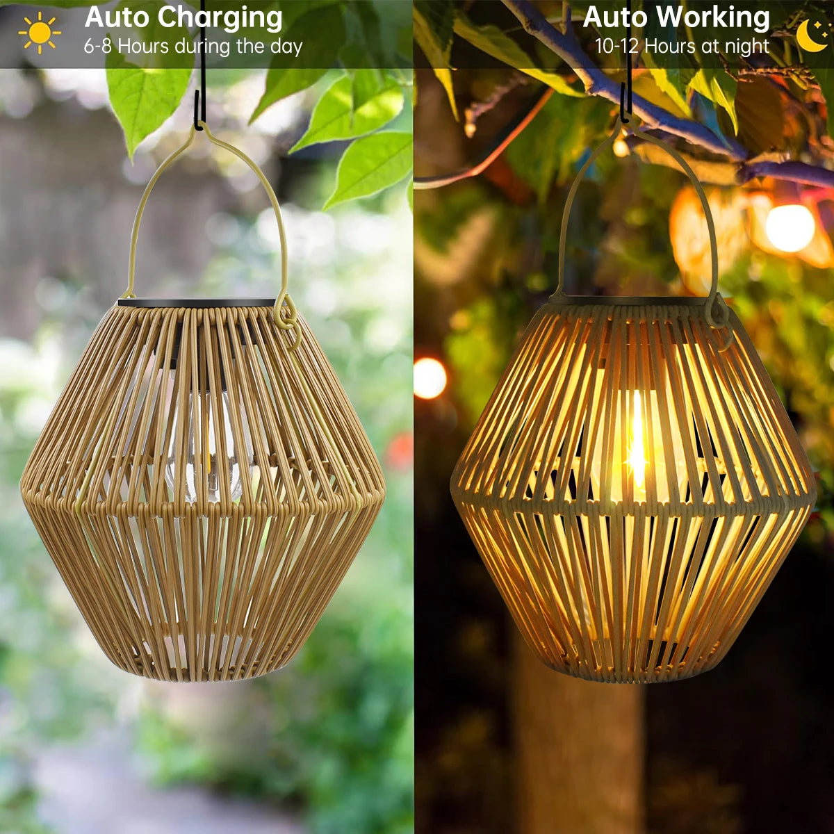 Solar Hanging Lantern Waterproof Boho Garden Yard Light