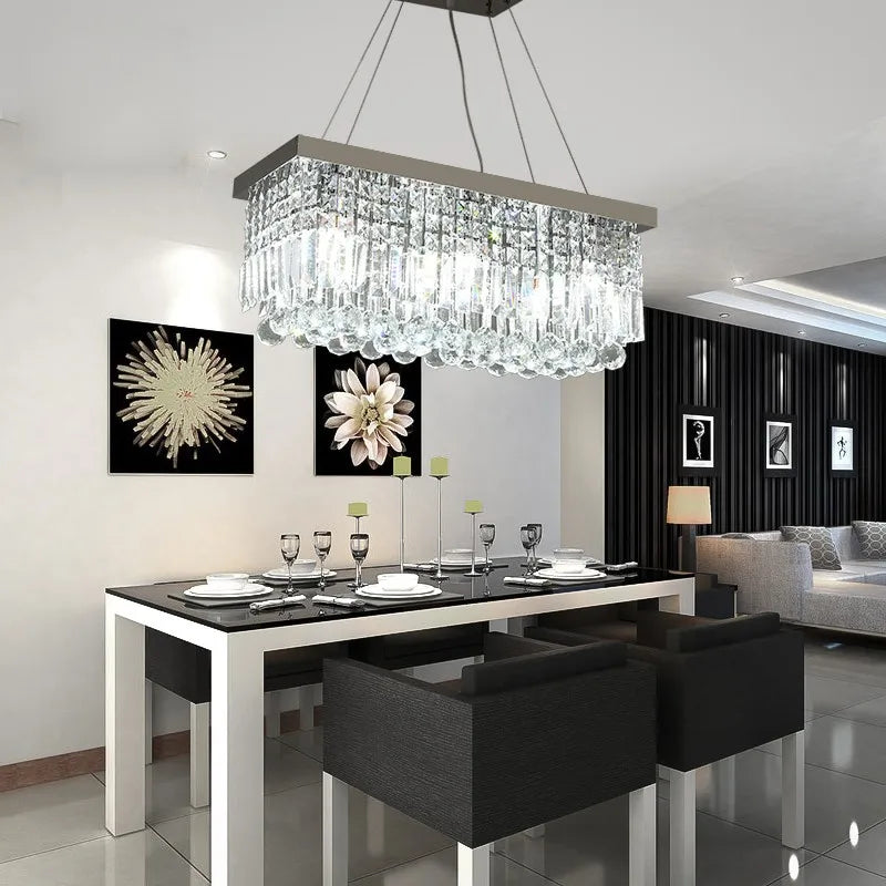 LED Crystal Chandelier Modern Dining Room Pendant Light