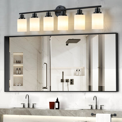 Modern Bathroom Vanity Light 4 5 6 Frosted Glass Black Frame