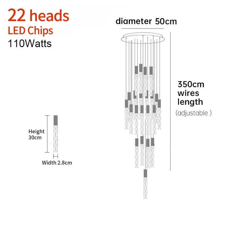 Spiral Crystal Staircase Chandelier for Luxury Interiors
