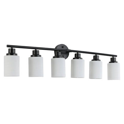 Modern Bathroom Vanity Light 4 5 6 Frosted Glass Black Frame