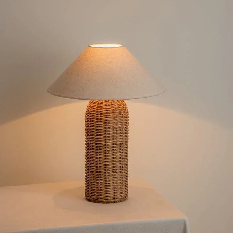 Wabi Sabi Rattan Table Lamp for Warm Ambient Lighting
