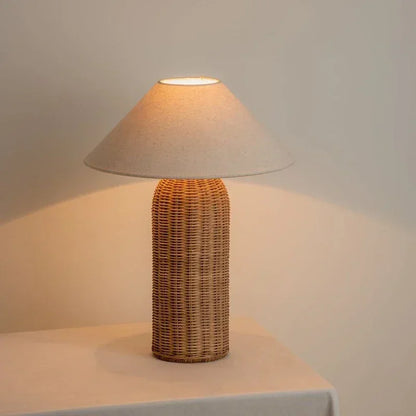 Wabi Sabi Rattan Table Lamp for Warm Ambient Lighting
