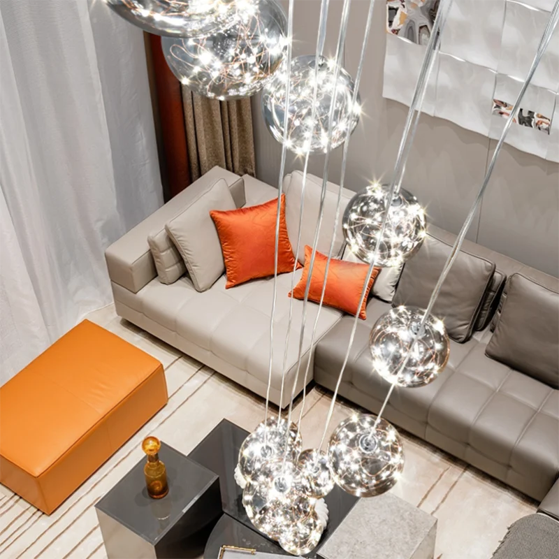 Dimmable Glass Ball Pendant Light for Staircases