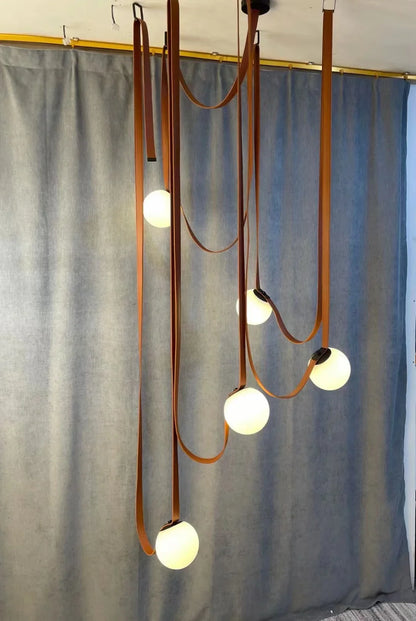 Nordic Leather Strap Chandelier for Modern Interiors