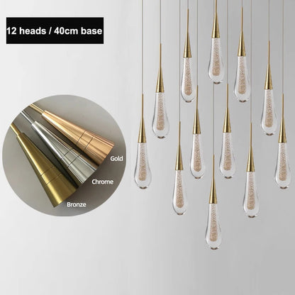 Raindrop Crystal Chandelier Modern Stair and Ceiling Lighting