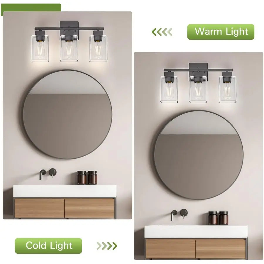 Modern Matte Black Bathroom Vanity Light