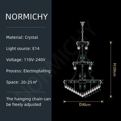 Luxury Crystal Chandelier for Villas and Staircases