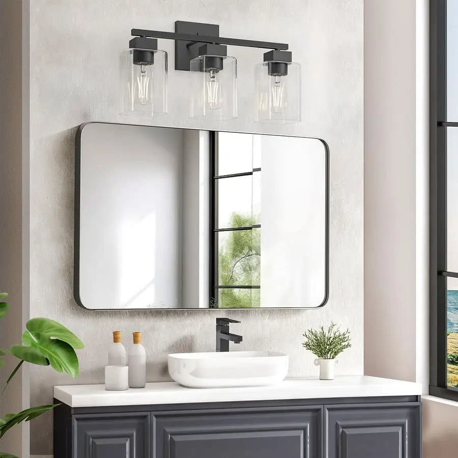 Modern Matte Black Bathroom Vanity Light