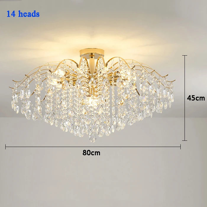 Luxury Crystal Ceiling Chandelier LED Living Room Light