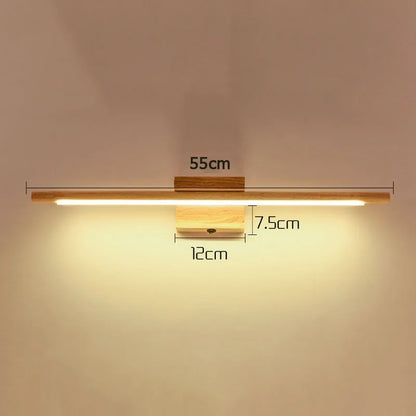 Nordic Wooden LED Mirror Light for Bathrooms