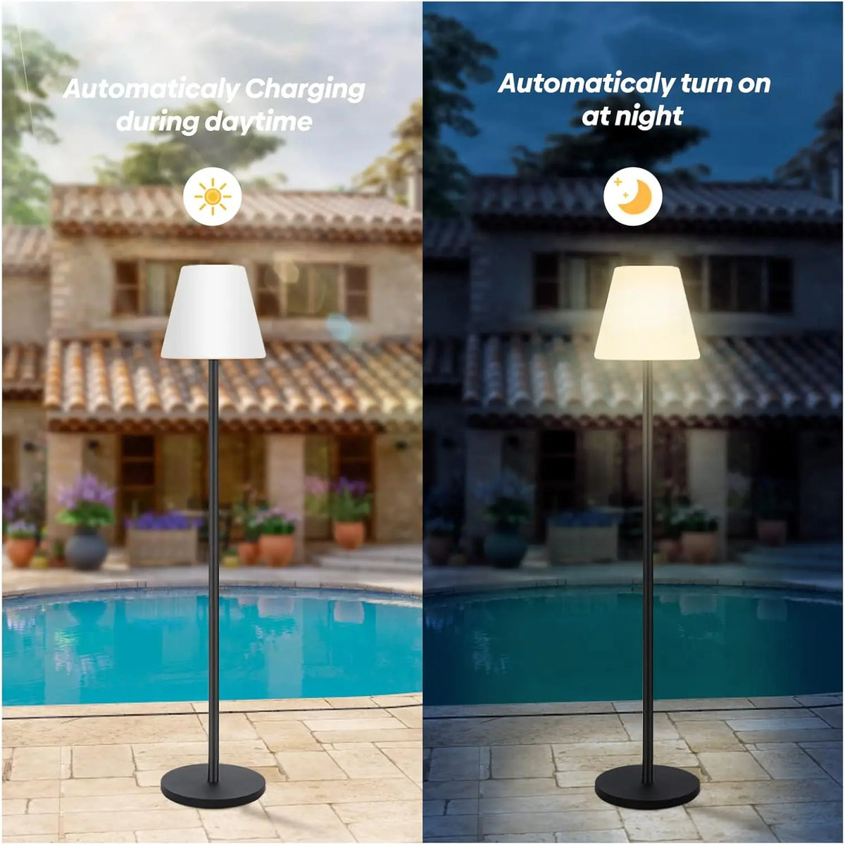 Solar Outdoor Floor Lamp with Ambient Lighting