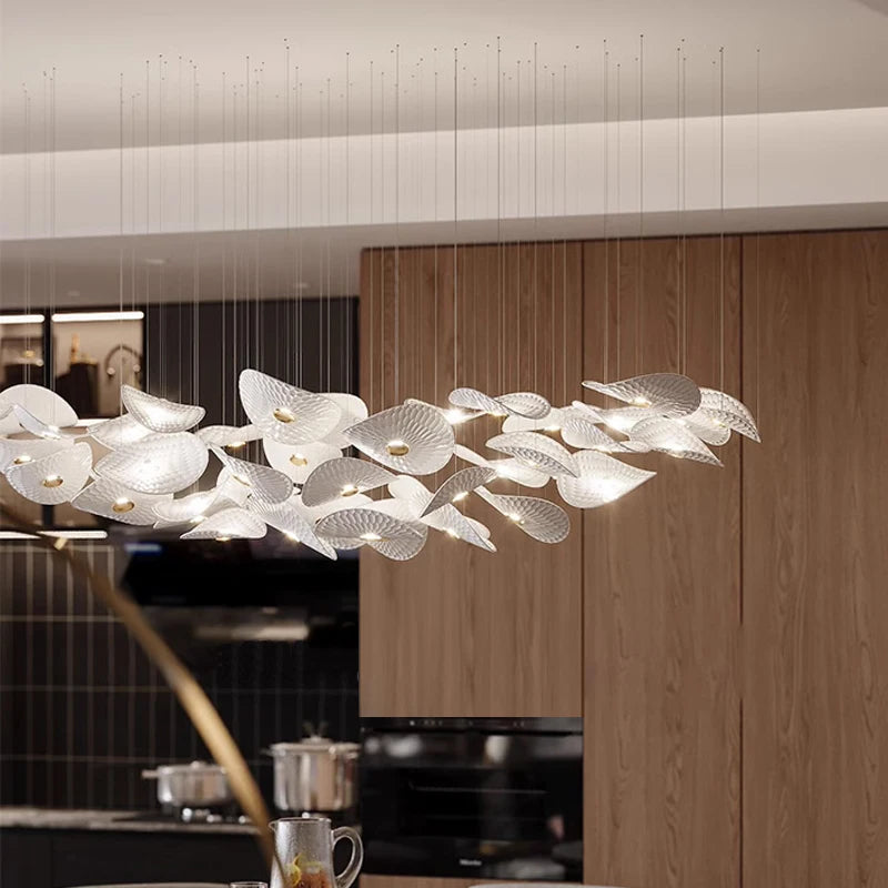 Modern Glass Staircase Chandelier for High Ceilings