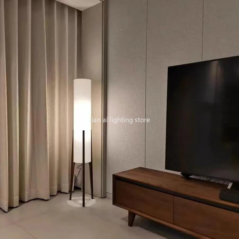 Wabi-Sabi Floor Lamp – Japanese Zen Style Black Walnut Ambient Light