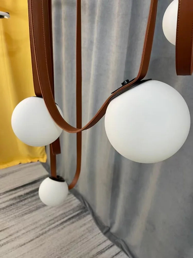 Nordic Leather Strap Chandelier for Modern Interiors