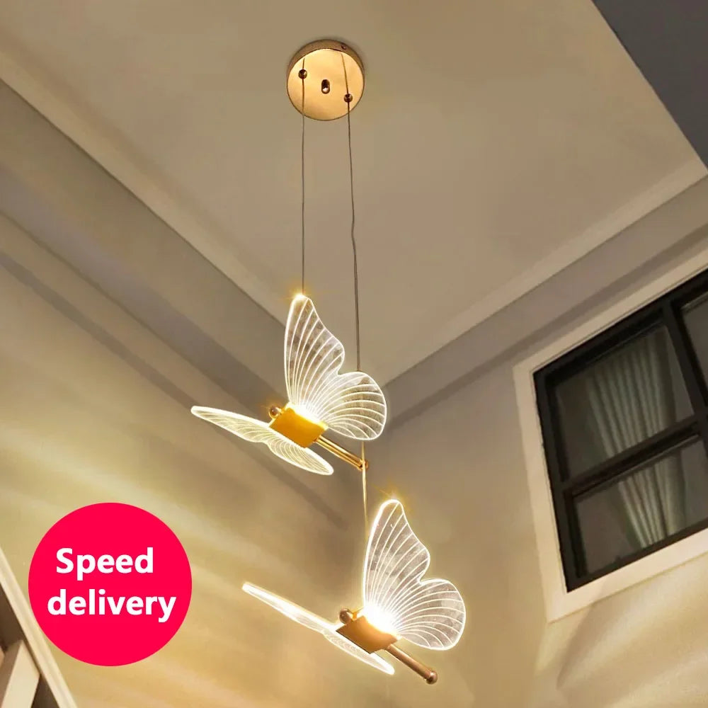 LED Butterfly Pendant Light Modern Living Room Ceiling Lamp