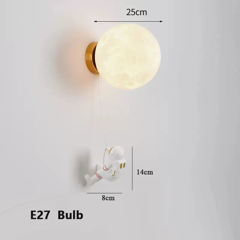 Astronaut Moon Wall Lamp for Kids Bedrooms