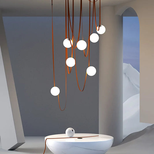 Nordic Leather Strap Chandelier for Modern Interiors