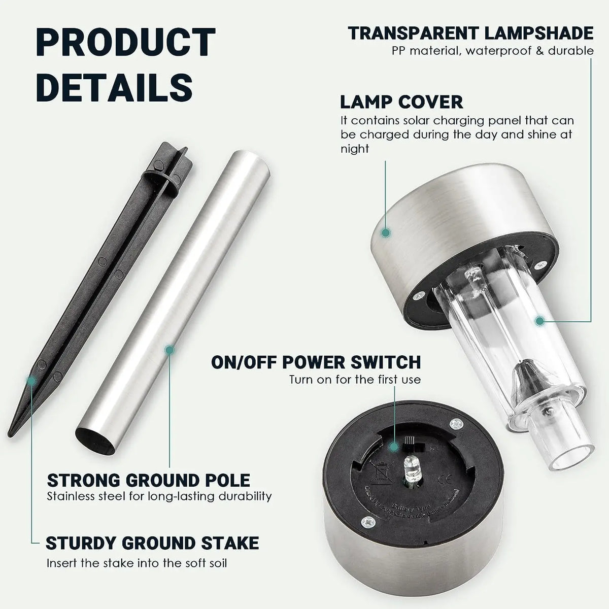 Solar Ground Stake Lights for Garden Pathways