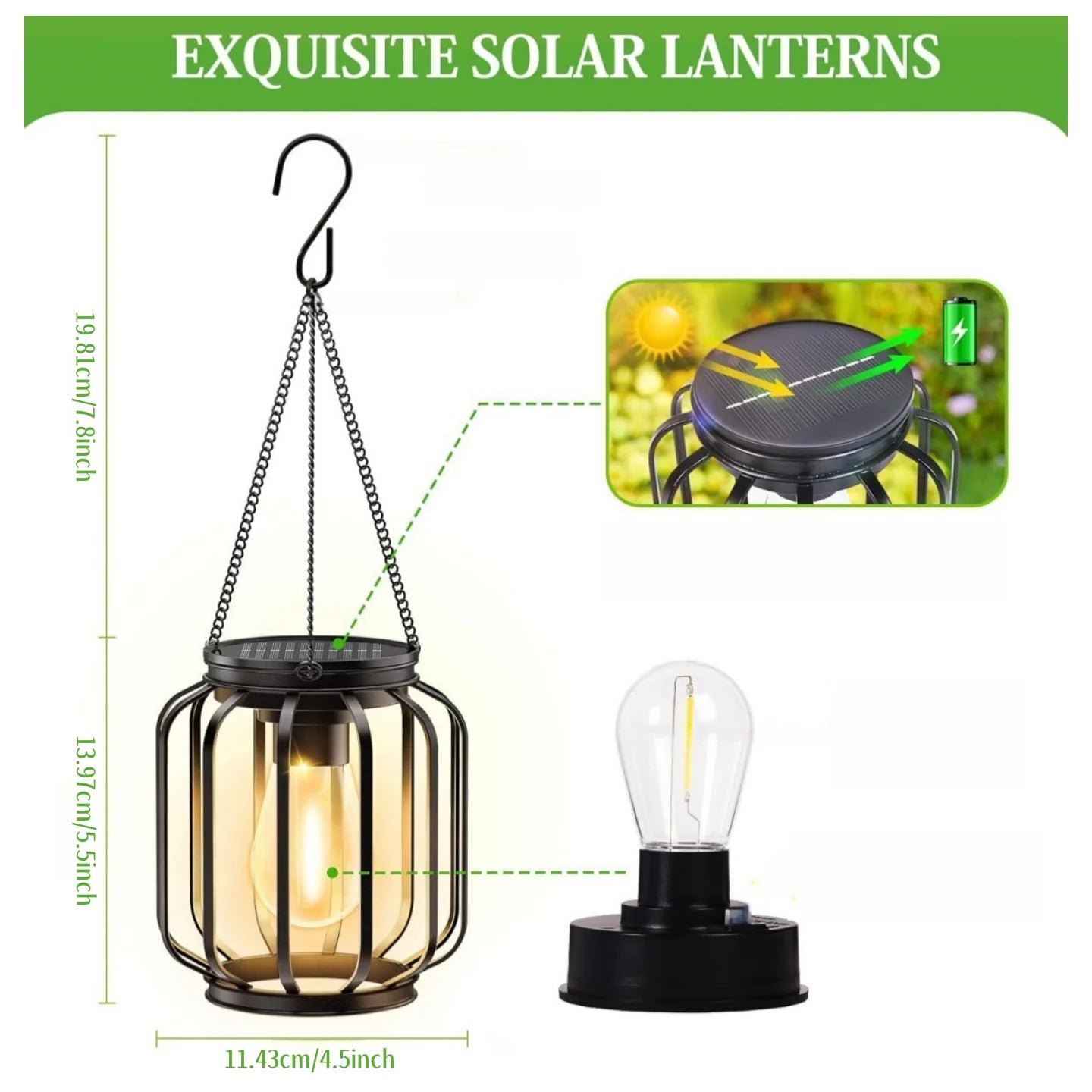 Solar Hanging Lantern for Outdoor Garden Decor