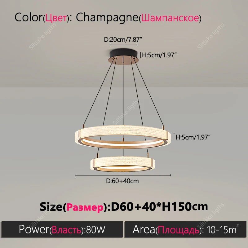 Modern Round Ring Chandelier LED Living Room Bedroom Pendant Light