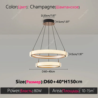 Modern Round Ring Chandelier LED Living Room Bedroom Pendant Light