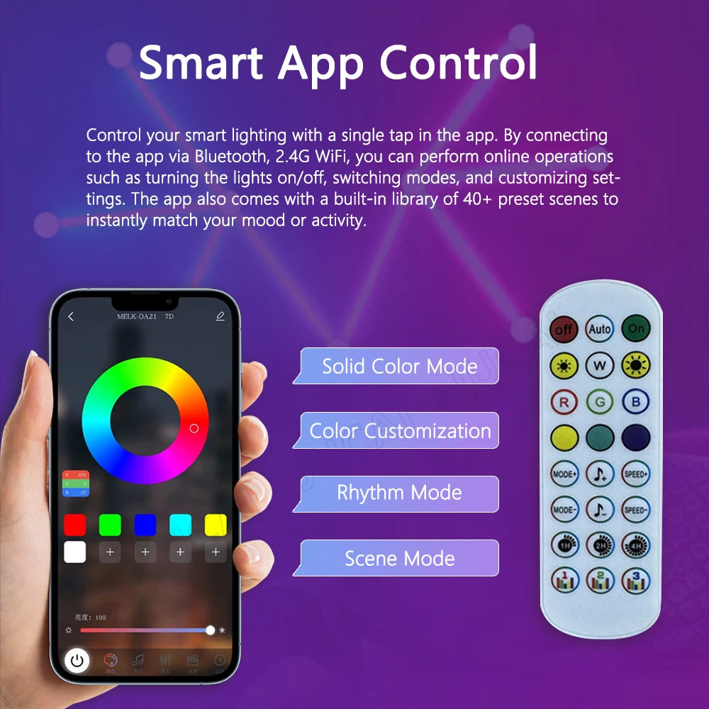 RGB Smart Wall Panel Light Voice Control Gaming Room Lamp