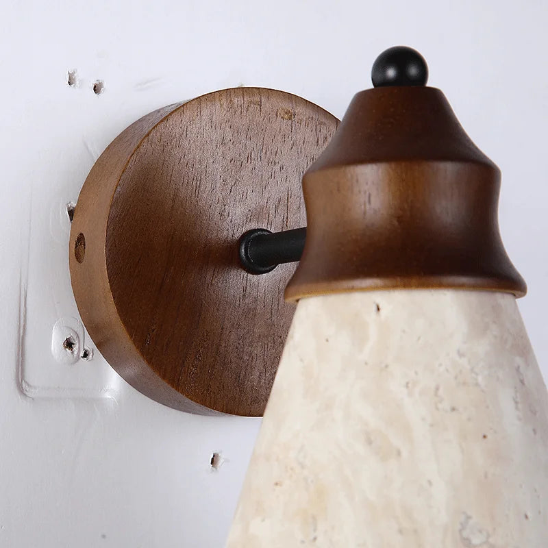 Natural Travertine Stone Wall Sconce for Bedrooms