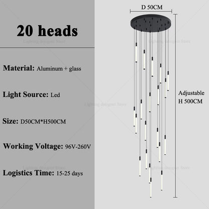Modern Staircase Pendant Chandelier for High Ceilings