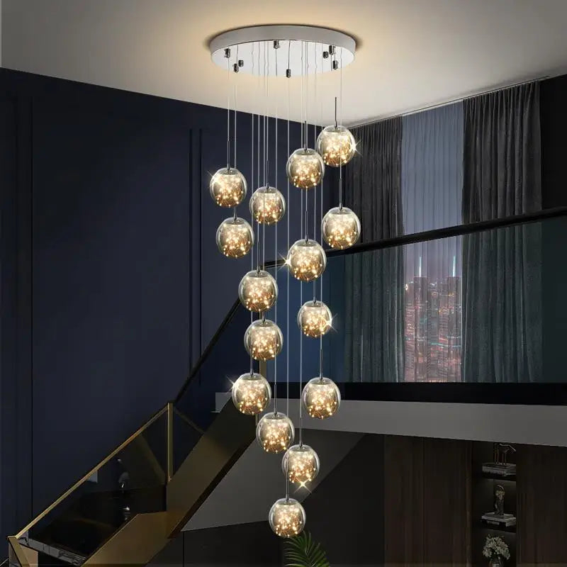 Dimmable Glass Ball Pendant Light for Staircases