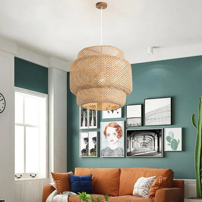 Modern Bamboo Pendant 30cm Hand-Woven Lantern Dining Bedroom