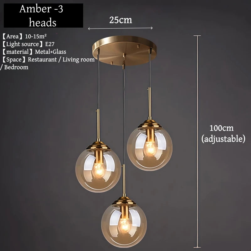 Modern Luxury Glass Pendant Light Nordic LED Hanging Lamp