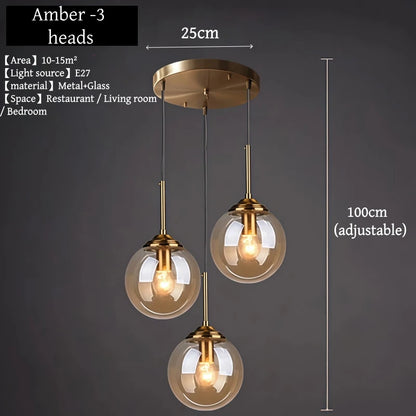 Modern Luxury Glass Pendant Light Nordic LED Hanging Lamp