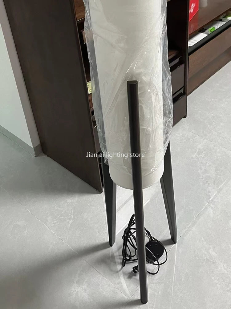 Wabi-Sabi Floor Lamp – Japanese Zen Style Black Walnut Ambient Light
