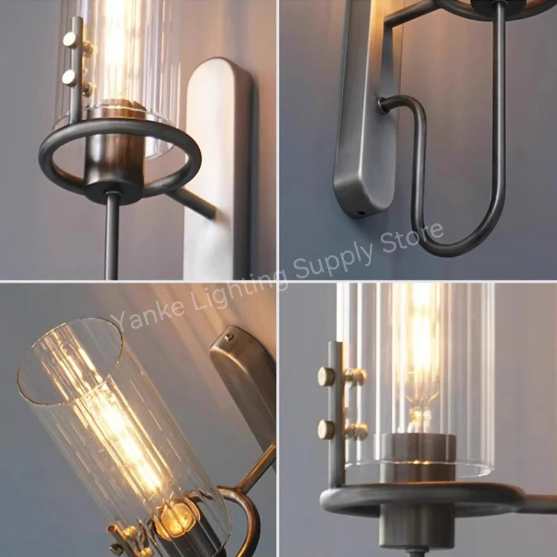 Vintage Industrial Crystal Wall Sconce for Bedrooms